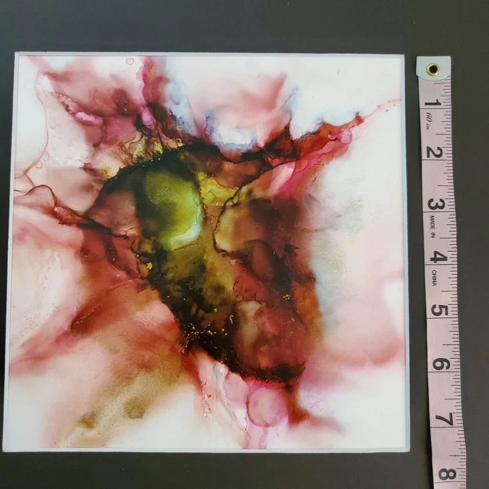 Original Alcohol Ink on Grafix and Matted in Black